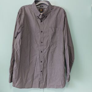 Lee Stretch Regular Fit Button Down Shirt Men's XL Gray  Long Sleeve NWT